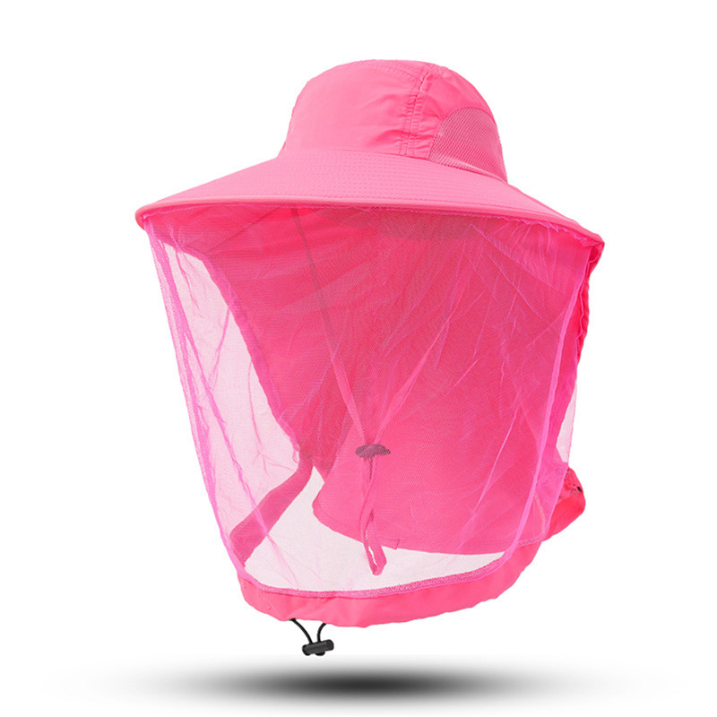 Outdoor Fishing Cap Anti Mosquito Insect Hat Fishing Hat Bug Mesh Head Net Face Protector Camping Hats Fishing Cap: Champagne
