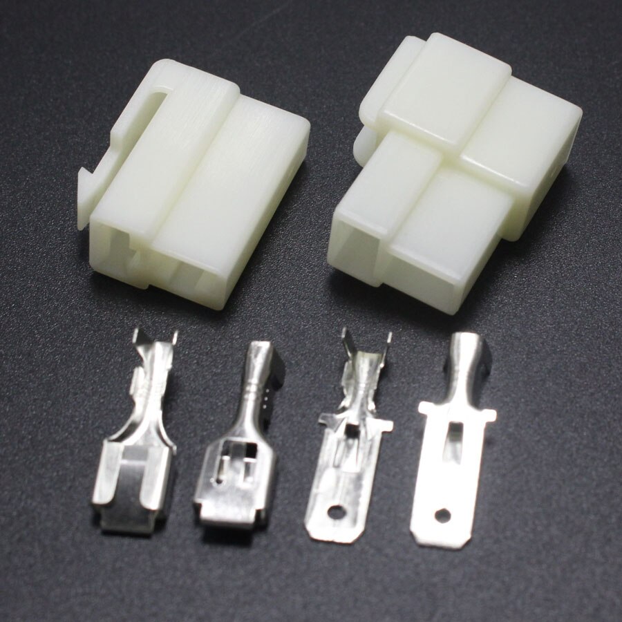 2set 6.3mm 2P Electrical Connector Kits 6.3 2Pin ABS Male Female socket plug for Motorcycle Car Auto