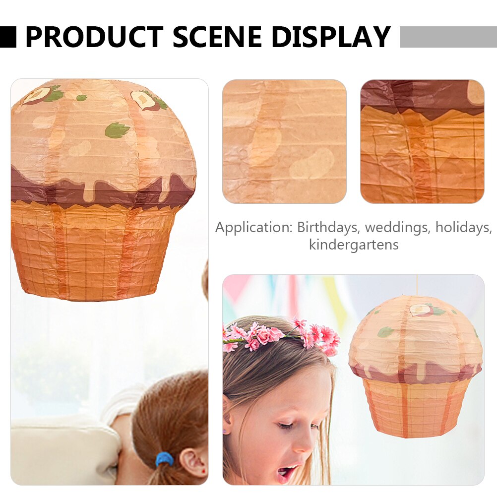 1pc Folding Paper Lantern Cake-shaped Paper Lantern Hanging Lantern for Decor