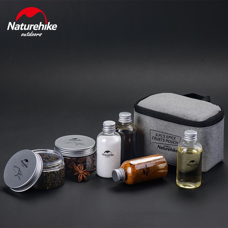 Naturehike 6 Pcs Outdoor Camping Kruiden Flessen Blikjes Met Een Zak Voor Bbq Draagbare Picknick Servies Opslag Container