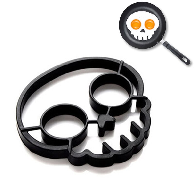 Interessante siliconen eierring antiaanbakpan gebakken eivorm diy ontbijtei gebakken pannenkoekvorm konijn keukengereedschap: Schedel