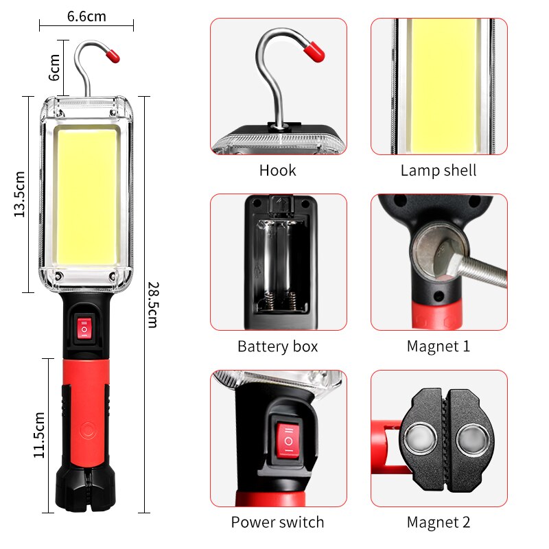 200w kraftige lommelykter 5200 mah lommelykt usb oppladbar kolbe arbeidslys med magnetkrok campingtelt arbeidsvedlikeholdslykt