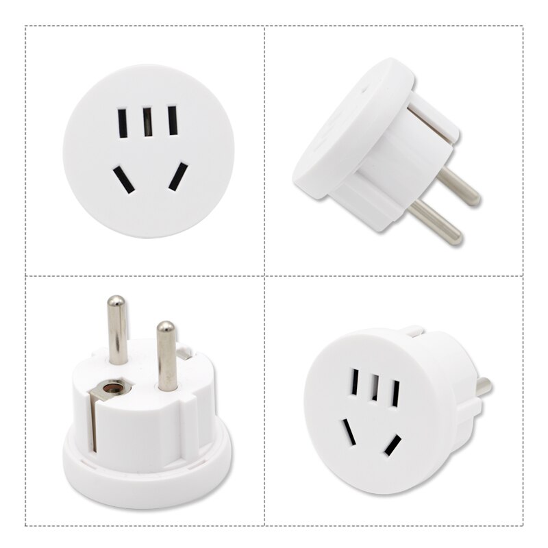 Mini unversal europæisk stikadapter us au cn til eu stik usa aus vægoplader stik adapter konverter 2 runde ben  ac 100v-250v
