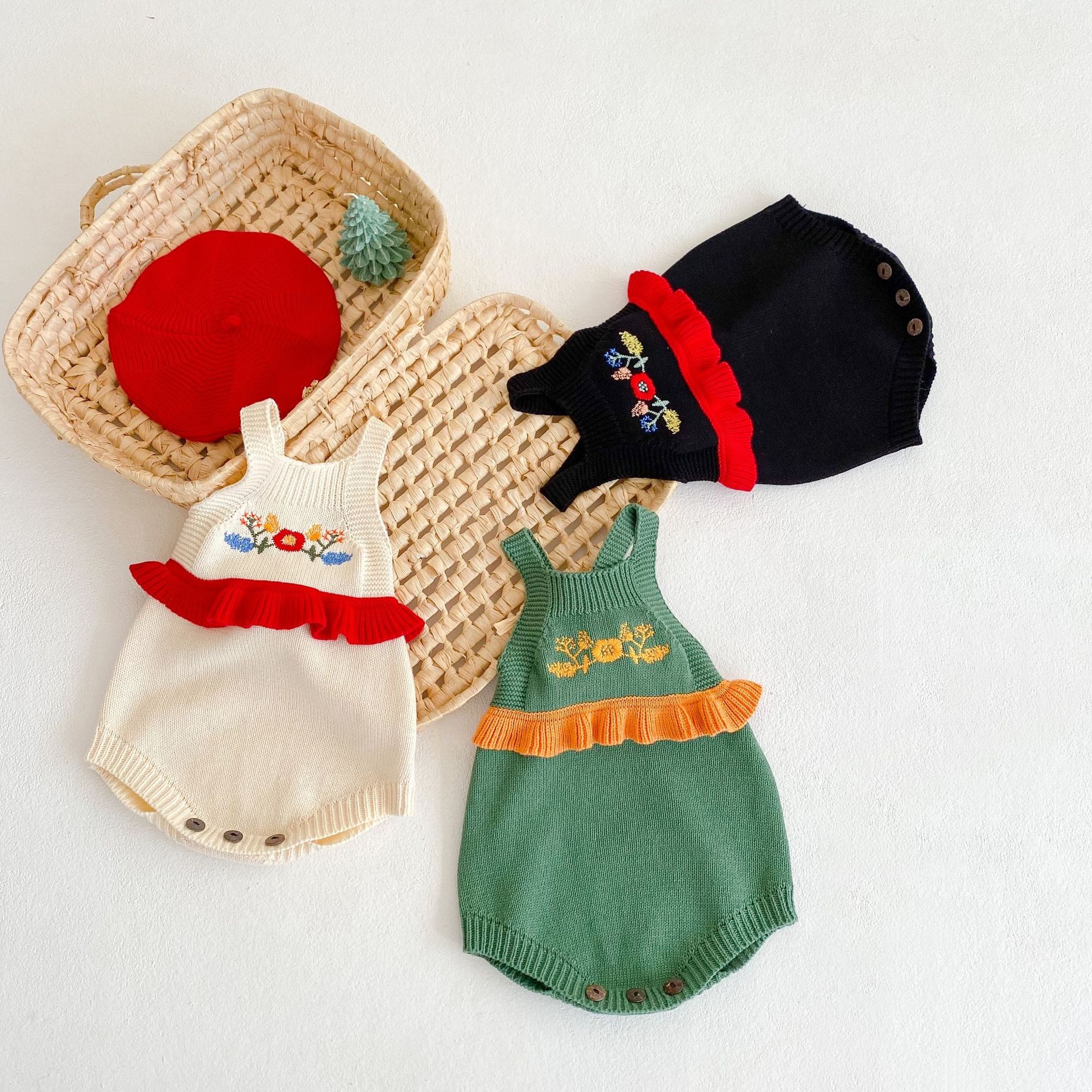 Bobotcnunu 2022 Baby jungen mädchen ärmelloser strickbody bestickt frühling herbst kleidung