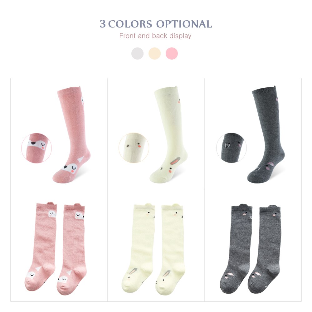 3Pcs/Lot Mesh Non-Slip for Girl Boy Socks Cotton Infant Newborns Baby Kids Socks for Fox&Cat Baby Toddler Clothes 0-4 Years