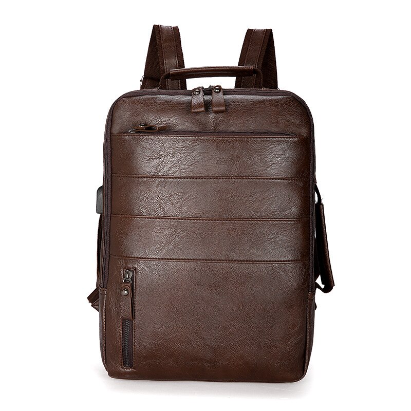 Mochilas escolares de cuero sintético para hombre y mujer, bolso Retro informal para viaje de ocio, estudiantes y adolescentes: brown  950
