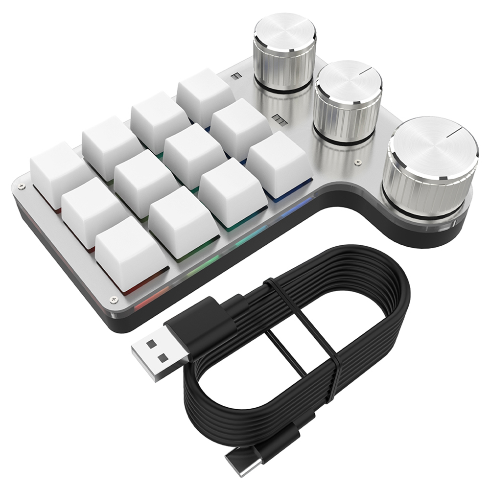Programmable DIY Mechanical Keyboard RGB Multifunctional Keypad Bluetooth-Compatible High Precision Keypad for PC Macbook Laptop: grey