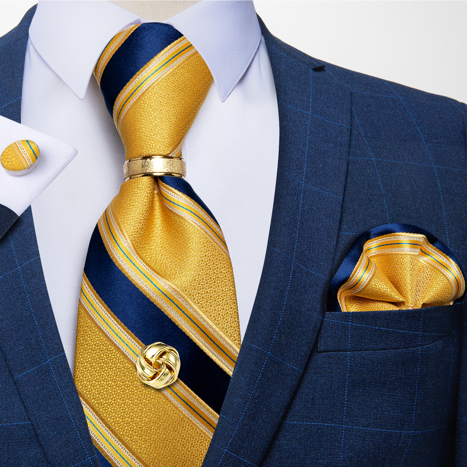 Corbatas de poliéster de Cachemira roja para hombre, 5 uds., con lazo de Metal de Color dorado, pañuelo, gemelos, boda de lujo, graduación, corbata de 8cm: Beige