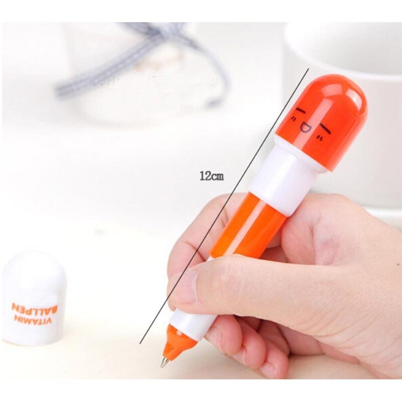 1 Mini Leuke Cartoon Intrekbare Pen Kleurrijke Pil Pen Tekening Play Game Creatieve Kinderen Student Capsule Pen Kind