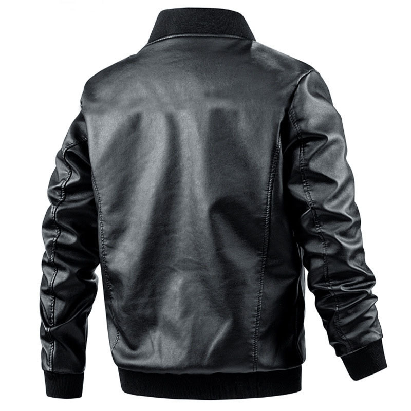 Jongens Bruin Pu Lederen Motorfiets Biker Jack 7xl 8xl 5xl 6xl Oversized Faux Lederen Rits Jasje Heren Casual Mannenblauwe Bovenkleding
