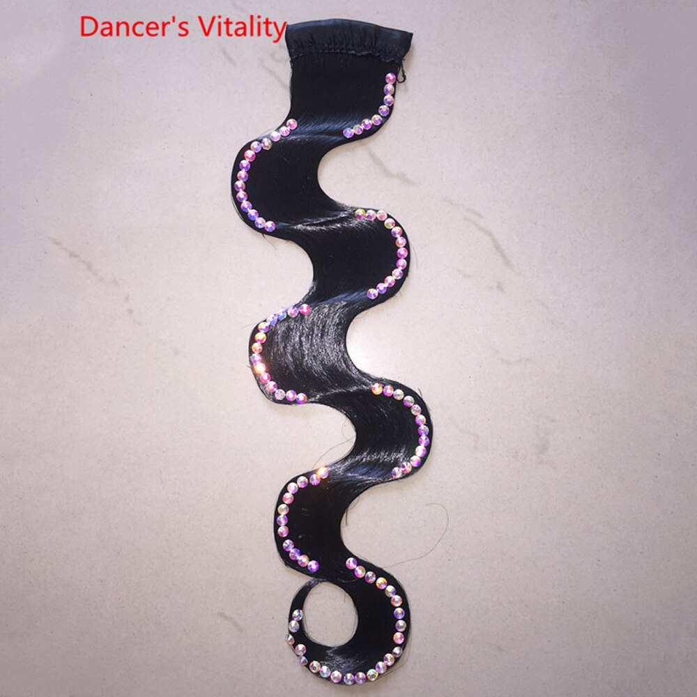 Ballroom Dance Headwear Belly Dance Headdress Diamond Wavy Wigs Women Latin Dancing Performance Hair ornament Accessories