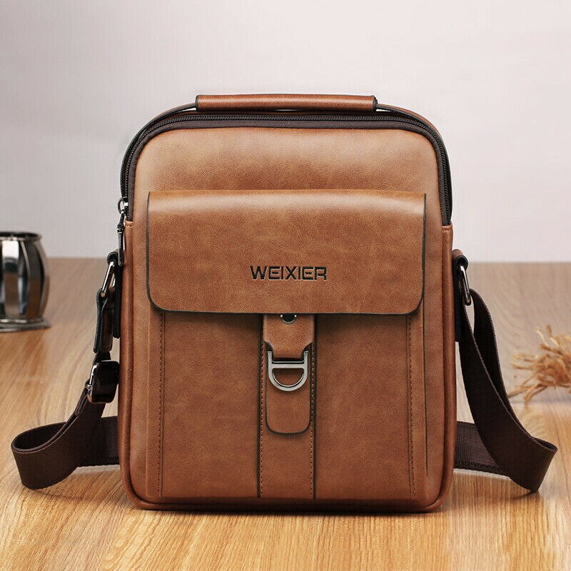 Men's Leather Briefcases Shoulder Messenger Bags Work Briefcase Cross body Tote Handbag: 3