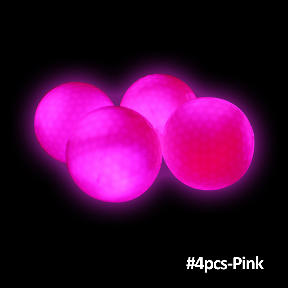 4 Pcs/Pack Night Flashing LED Golf Ball In The Dark Light Up High Hardness Waterproof Golf Practice Balls Training Supplies: Pink