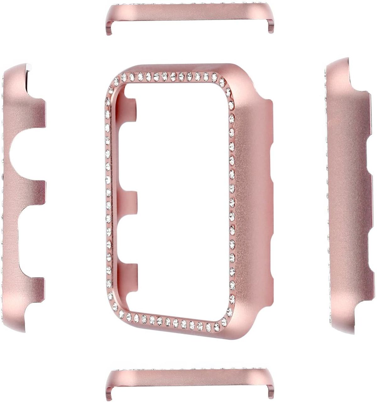 Crystal Diamond Aluminium Case Shell Voor Apple Horloge 44Mm 40Mm Beschermende Frame Cover Band 42Mm 38Mm iwatch Serie 5 4 3 2 Metalen