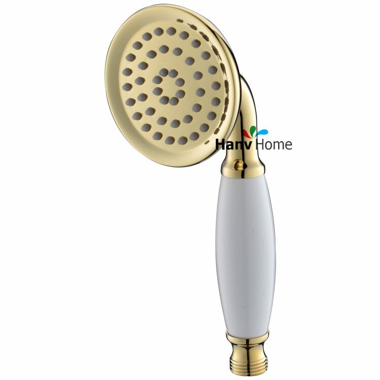 Six Types Brass & Ceramic Classical Telephone Hand Held Shower Head Bathroom replacement hand shower: D Zirconium gold