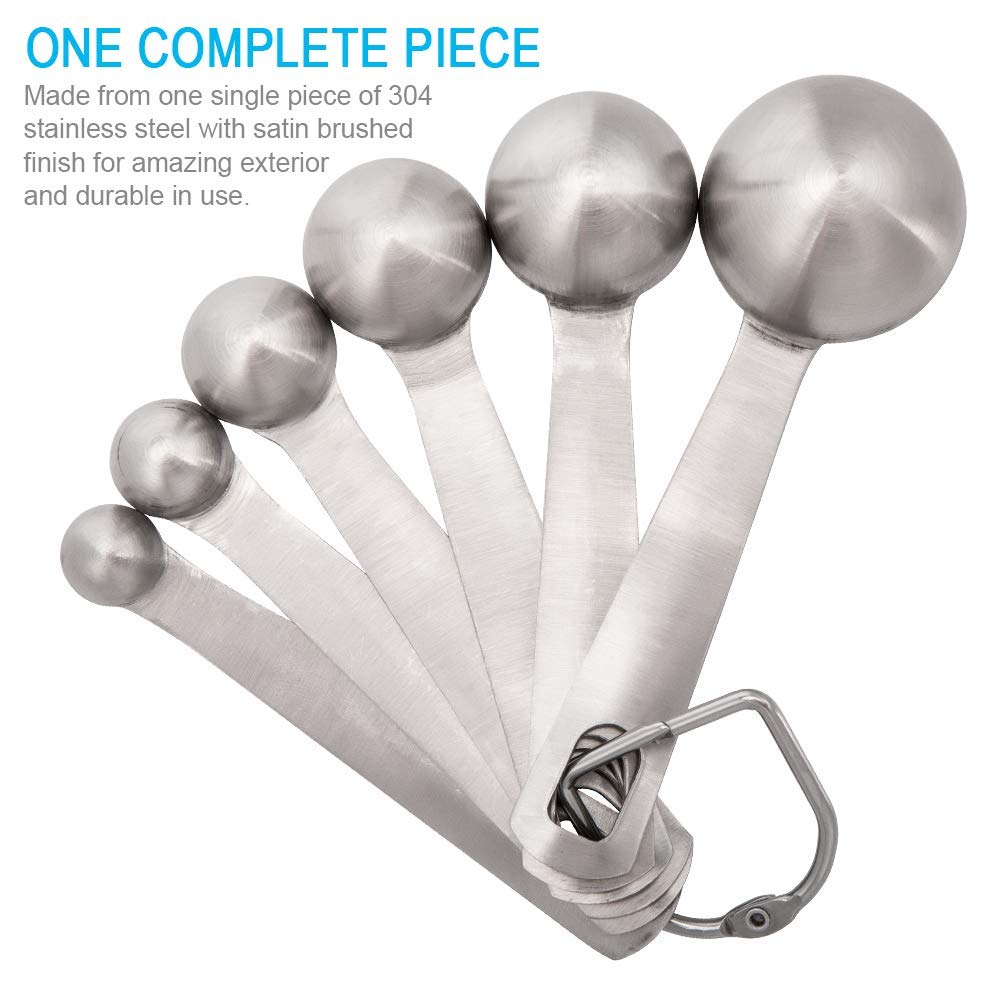 Measuring Spoons, Stainless Steel Measuring Spoons Cups Set, Small Tablespoon with Metric and US Measurements, Set of 6 for Gi