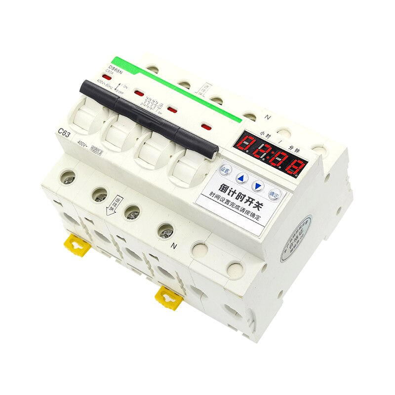digital intelligent 3 phase 4 wire cutdown timer 32A/ 63A 15000-35000W load circuit breaker with timer 00:01-99:00 hours