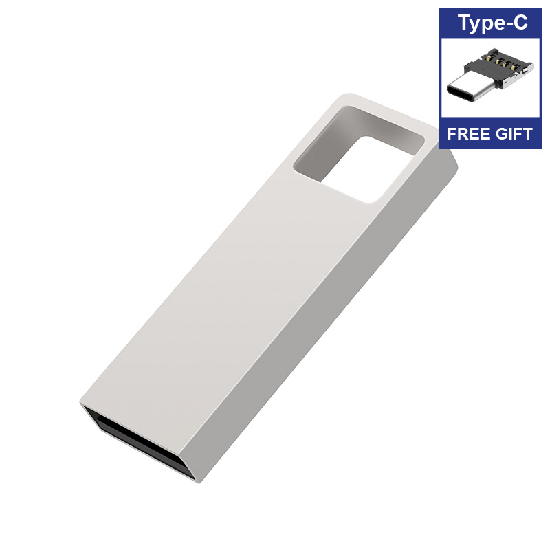 Pendrive de metal à prova d&#39;água, 256gb 32gb 64gb 128 gb 4g 8g 16g usb 2.0, tipo c ou micro adaptador