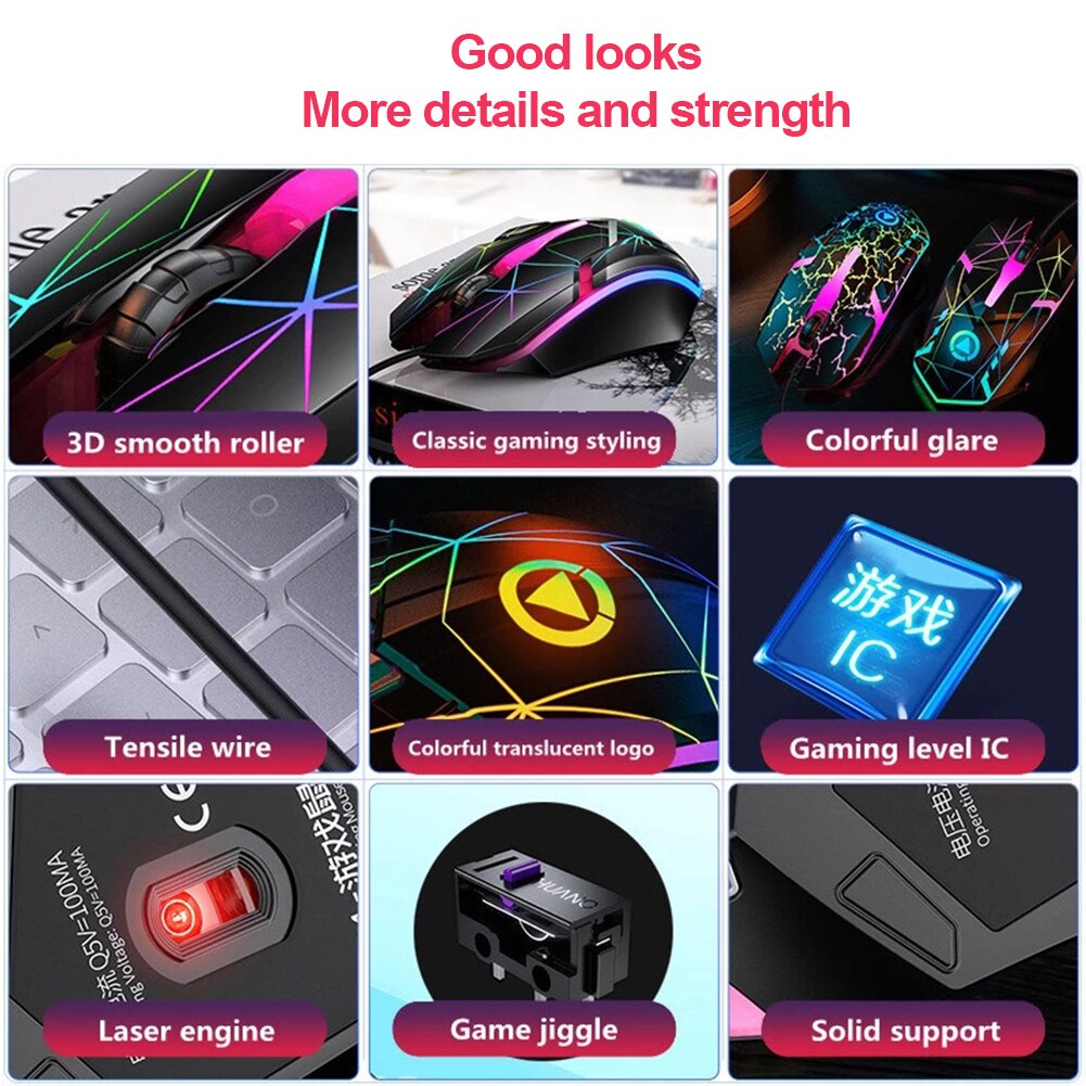 Usb Wired Gaming Mouse Led Light 1200Dpi Optische Computer Muis 3 Sleutels Ergonomische Muizen Night Glow Mechanische Muis Voor pc Laptop