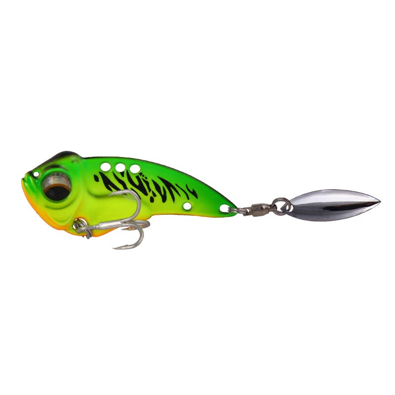 Metal Vib Blade Glow Lure 55mm 12.5g Sinking Vibration Tail Spinner Baits Vibe for Bass Pike Perch Fishing Fishing Lures: Tiger Skin Green