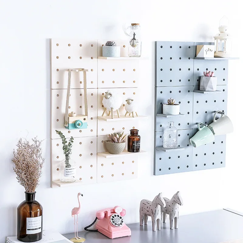 Estantes de pared para decoración del hogar, tablero con agujeros, estante de almacenamiento de pared, estante de almacenamiento, estantes de pared colgantes para cocina y dormitorio, decoración de pared