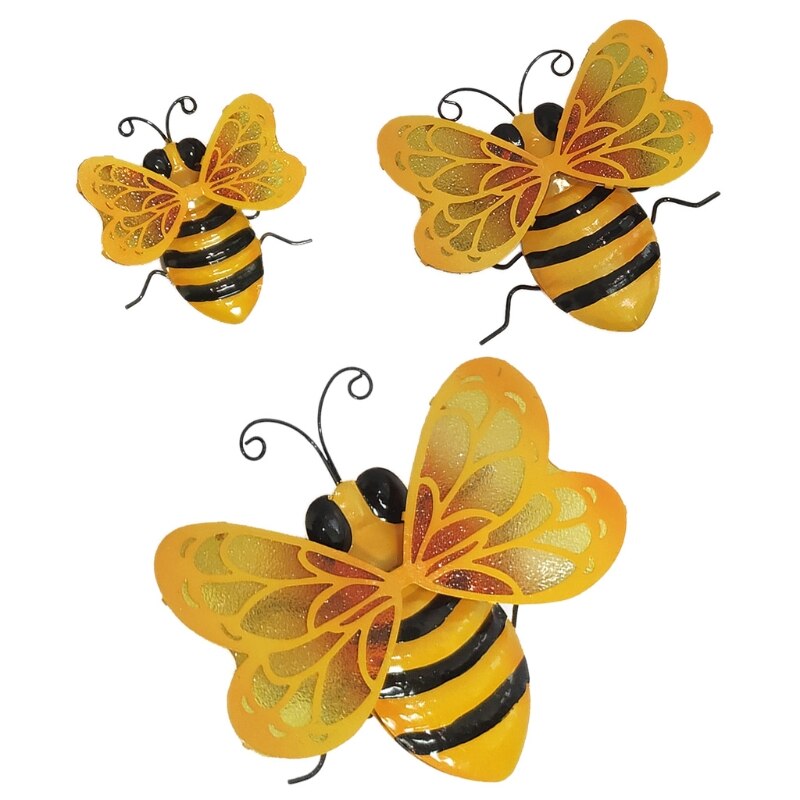 50LB Metal Bee Wall Decor Art 3D Wall Hanging Sculpture Statue Garden Patio Decor