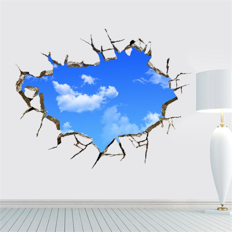 3d blå himmel hvide skyer væg klistermærke til børn baby værelse loft tag vægmaleri hjem indretning selvklæbende gulv væg indretning plakat