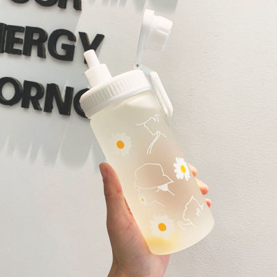 Botella de agua de plástico de 500ml, botella de agua congelada de margaritas, botella de agua congelada, matraz de agua para leche y zumo, para viajes al aire libre, Picnic: 2