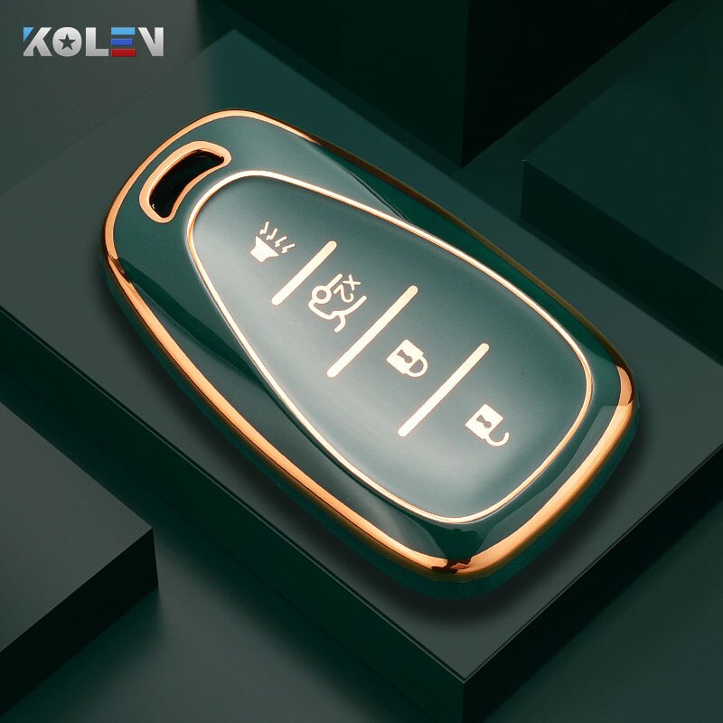 Tpu Auto Remote Key Case Cover Shell Voor Chevrolet Chevy Camaro Cruze Malibu Sonic Volt Tracker Spark Bolt Trax keyless: 4 Button Green