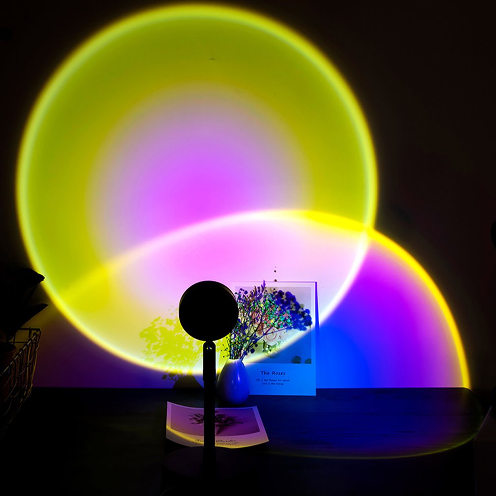 NEUE Sonnenuntergang Projektion Nacht Lichter Live Rundfunk Hintergrund Als Galaxis Projektor Atmosphäbetreffend Regenbogen Lampe Schlafzimmer Dekoration: Sonne