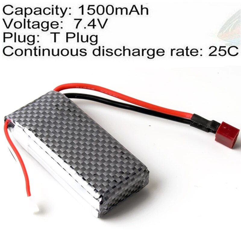 7.4V 1500Mah 25C 2S 1P Lipo Batterij T Plug Voor Rc Helicopter Drone