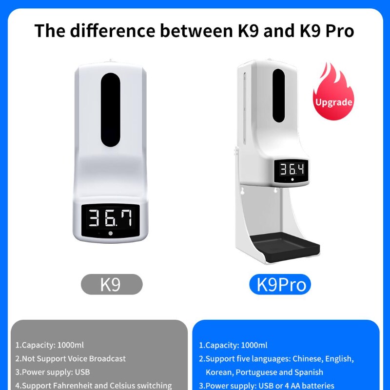 K9 Profi Thermometer Nicht kontakt Infrarot Thermometer Automatische Seife Spender Auto IR Sensor Alkohol Desinfektions Gel Hause Sauber