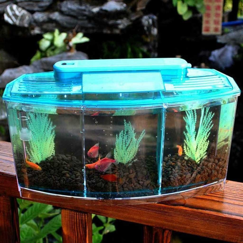 Mini Fish Tank Aquarium Betta Box Transparent Arcylic Fish Aquarium Tank LED Light Divider Filter Water Fish Breeding Boxes