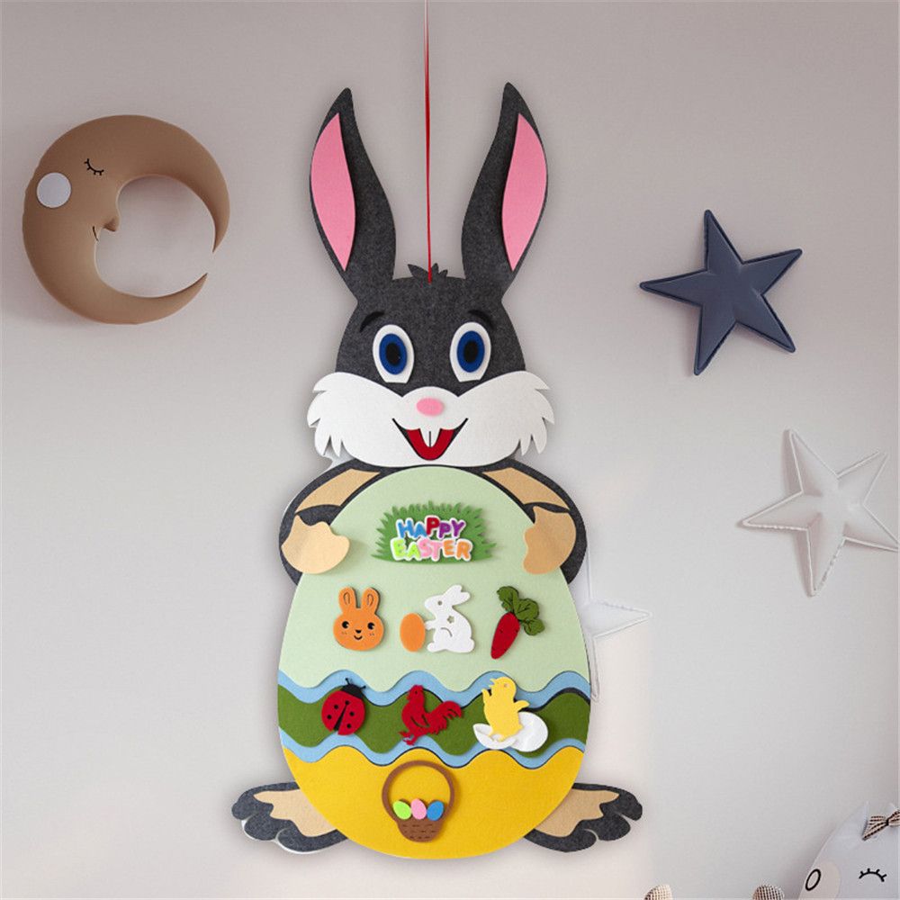 DIY Craft Felt Bunny Chick Home Decoration Happy Easter Wall Hanging Easter Ornament Easter Rabbit