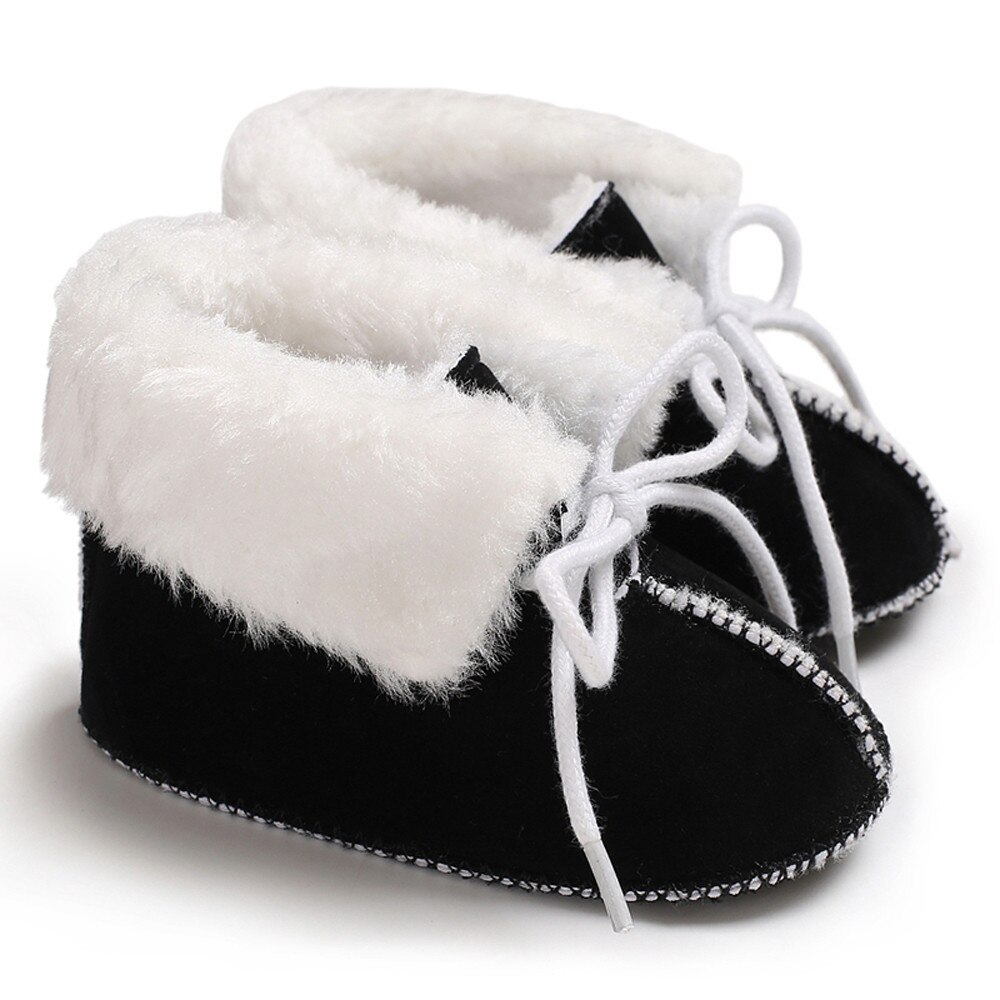 Baby Meisje Jongen Zachte Booties Pure Kleur Bandage Snowboots Peuter Warme Schoenen