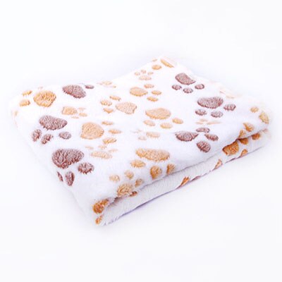 Husdjursfilt matta vinter varm mjuk slät hund katt säng matta söt tryckt korall fleece valp hund kennel matta kudde mjuk handduk: Vit / M 52 x 76cm