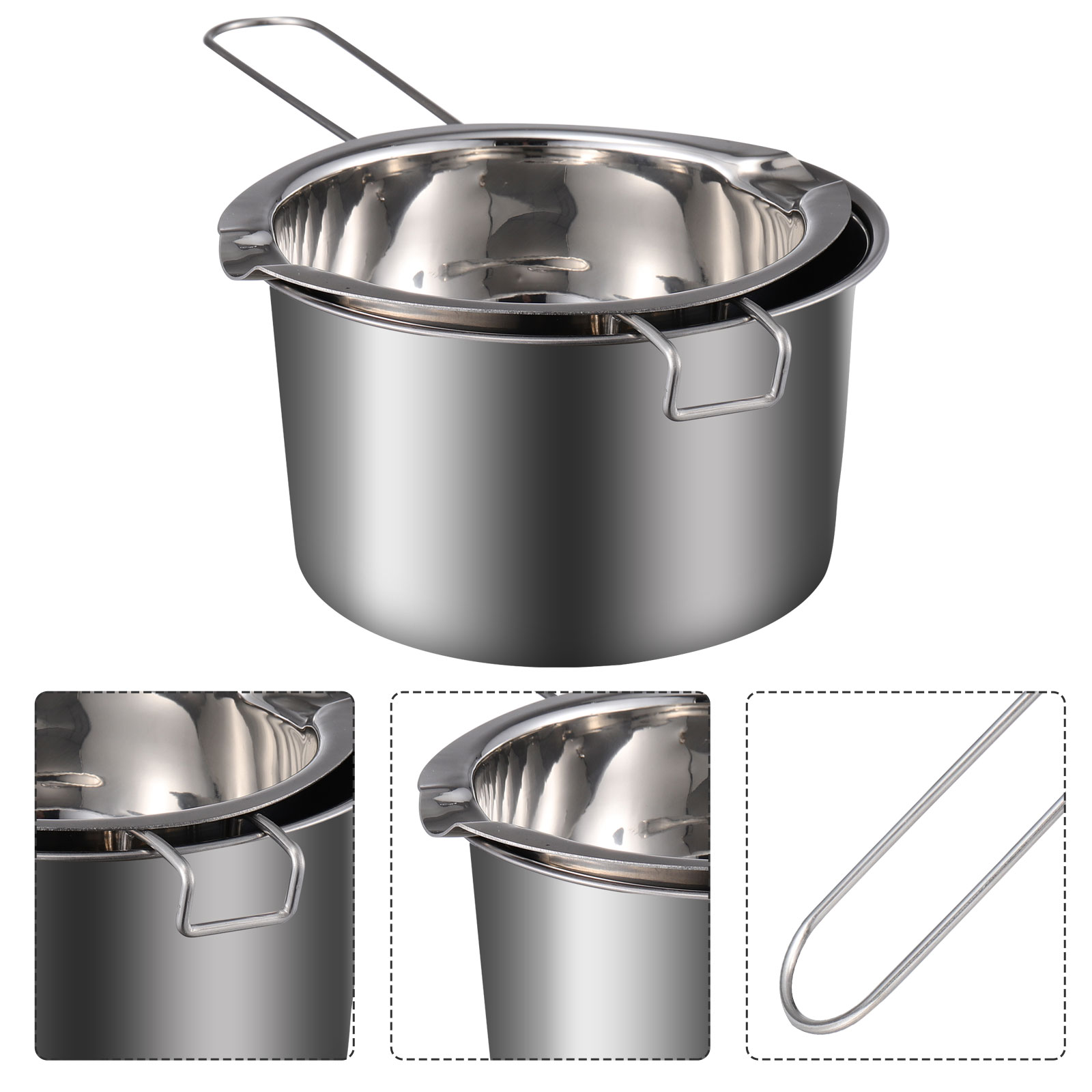 1 Set Dubbele Boiler Pot Chic Mooie Fijne Chocolade Melting Pot Wax Smelten Pot Roestvrij Staal Chocolade Pot Kaas Smelten pot: 400ml27X14X8CM