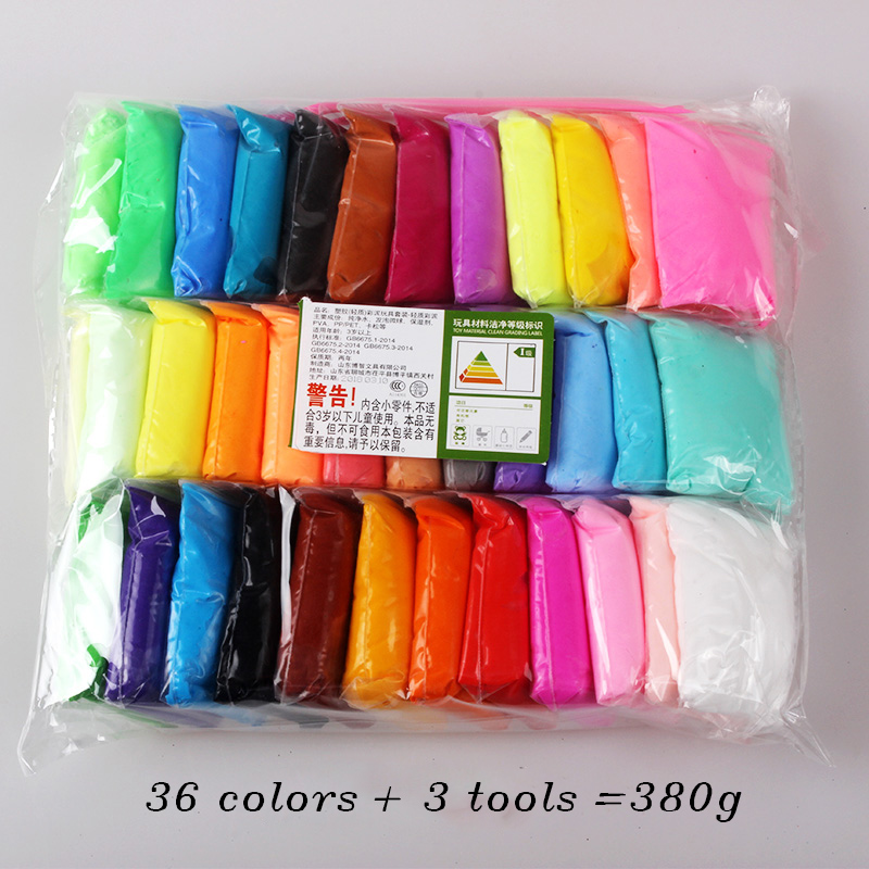 36Colors/set air Plasticine Super Soft Light Clay Modeling Clay 5D Playdough Foam Clay Intelligent Polymer Clay 250/380g