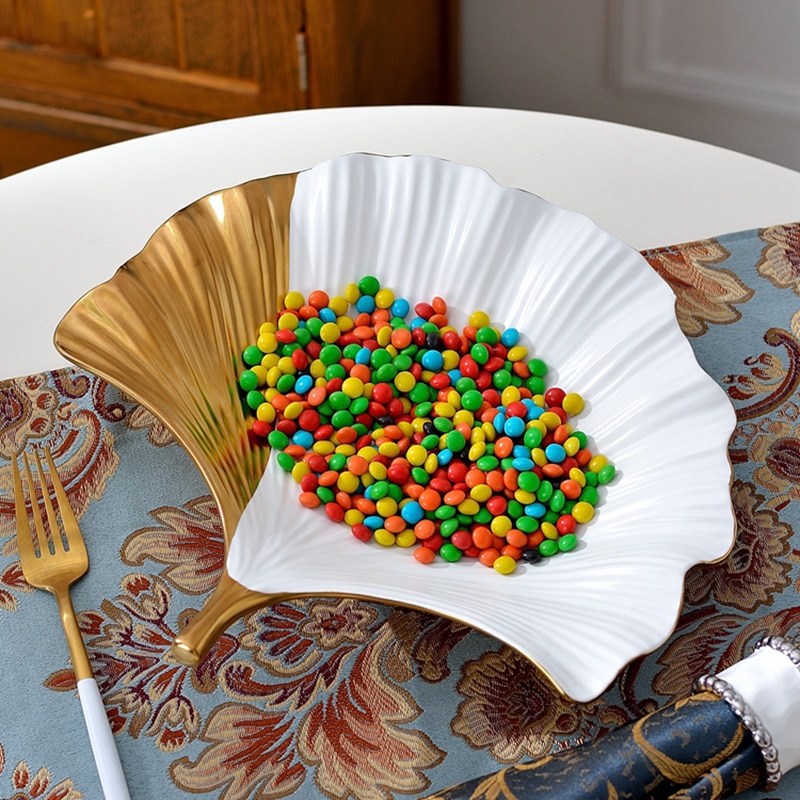 Kształt liścia płytki talerz s Ginkgo Biloba obiadowy talerz ceramiczny płytki talerz maselniczka żywności talerzyk deserowy miska złota wkładka liść talerz śniadaniowy