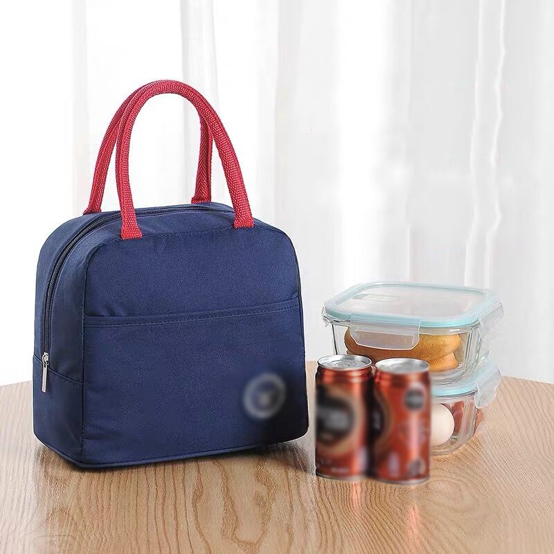 Einfarbig Wasserdichte Oxford Tragbare Zipper Mittagessen Taschen Frauen Student Lunchbox Thermo Tasche Im Freien Picknick Isolierung Kühltasche