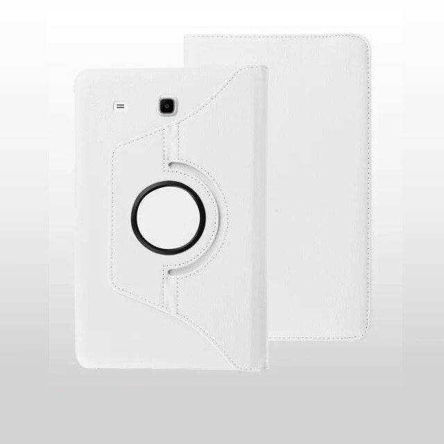 Coque for Samsung Galaxy Tab E 8.0 SM-T377 T375 T378 Case 360 Rotation Smart PU Case for Samsung Tab E 8.0 T377 Cover Stand: White