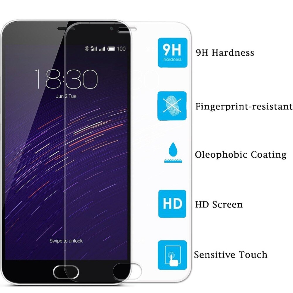 9H Tempered Glass Screen Protector guard CASE for Meizu M2 Note mini meizu MX4 MX5 Pro 5 metal GLASS Film