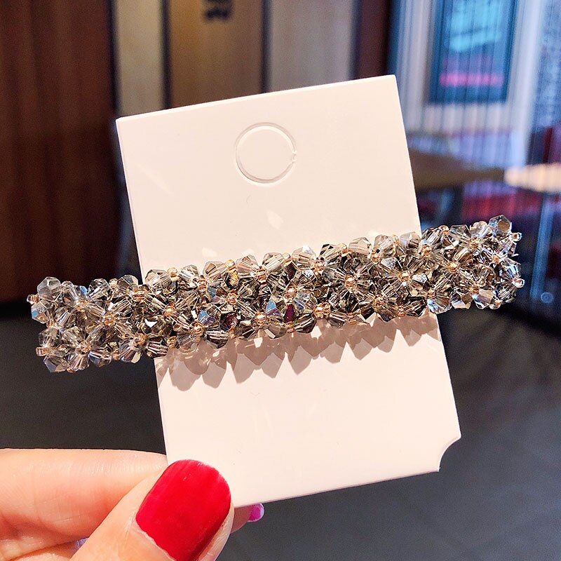 Skinnende krystal hårspænder til kvinder hårpynt pandebånd søde hårspænder hårnåle hårtilbehør: Grå
