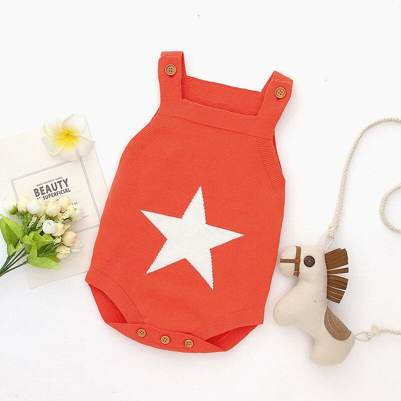 Neugeborenen Baby Bodys Sommer Für Jungen Mädchen Onesie Stern Gestrickte Kleinkind Overall ärmellos Kleinkind Overall freundlicher Körper oben: 82W405 orange / 0-3M (70)