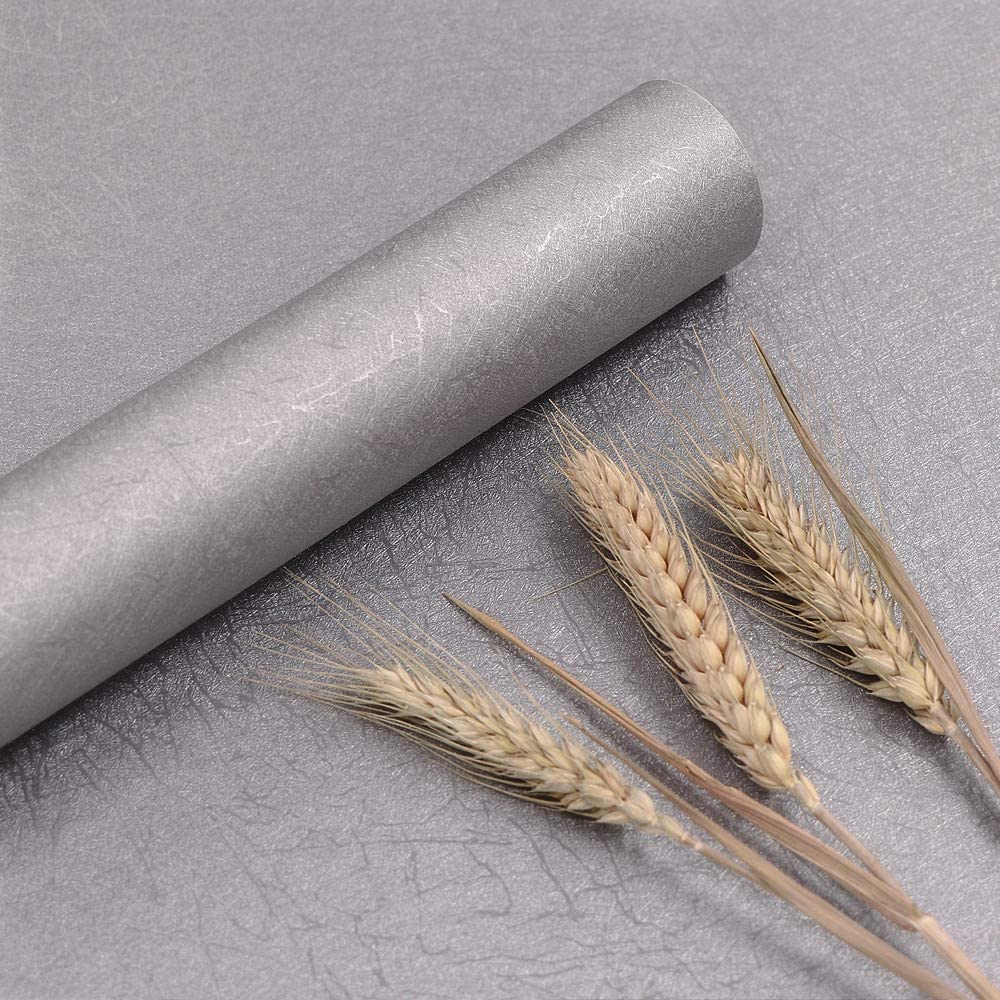 Papel tapiz autoadhesivo de Color sólido blanco, película de vinilo extraíble en relieve, despegar y pegar, Blanco/Negro/rosa/azul/plateado: Silver / 3mx45cm