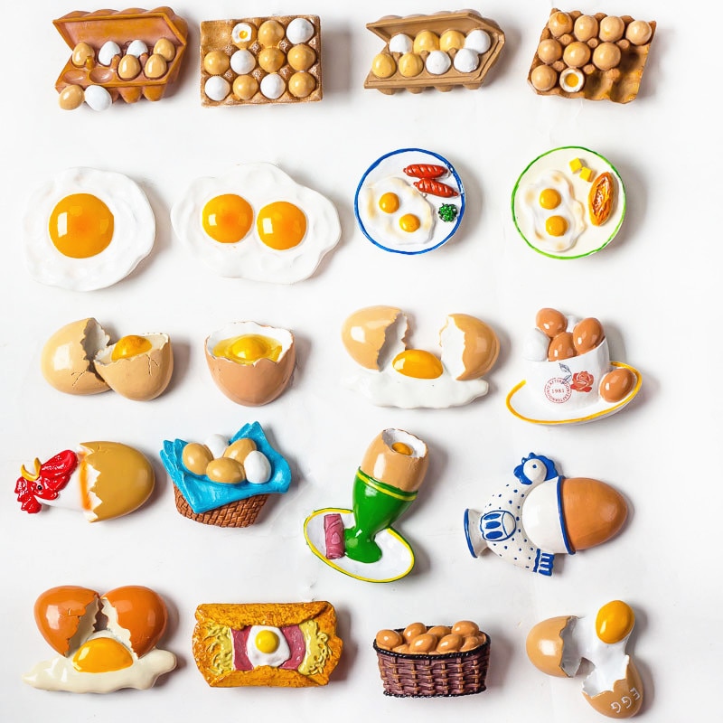 Cute Fridge Magnets Simulation Food 3D Magnet Fridge Stickers Message Holder Children Birthday Souvenir Poached Egg Bread