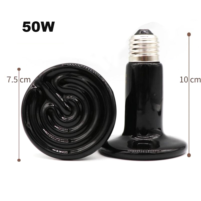 Mini lámpara de calefacción de cerámica infrarroja para reptiles, emisor de calor de 220V-240V, Bombilla de 50W, 75W, 100W, E27, bombillas cálidas para tortugas: 50W Type B