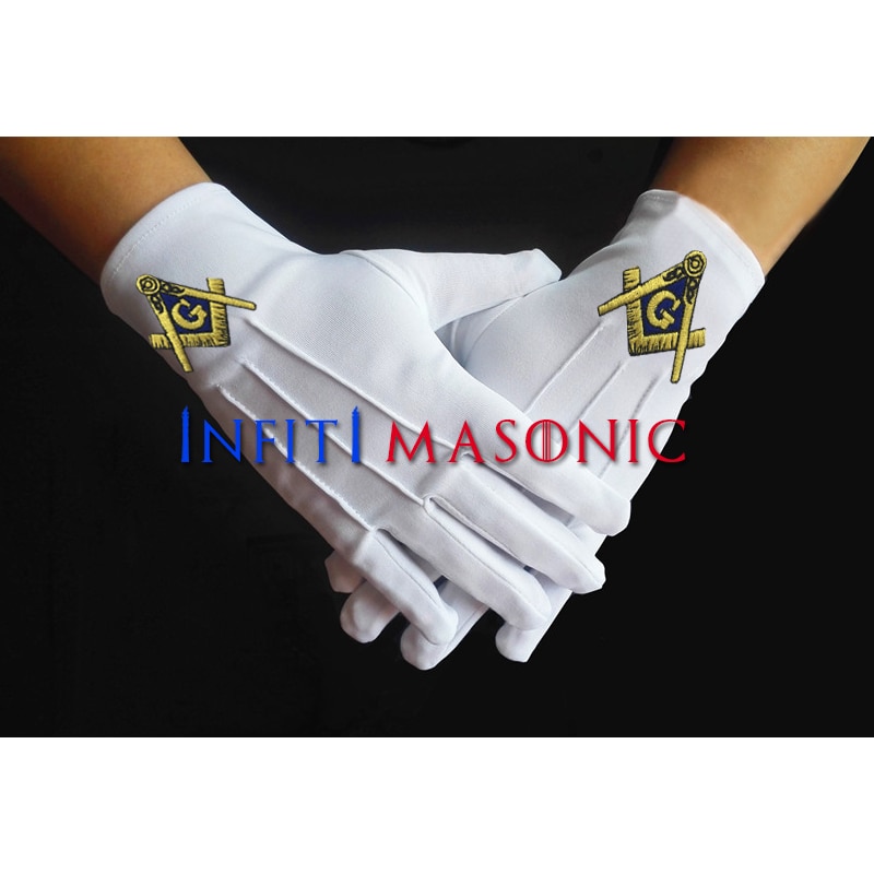 Freimaurer Insignien nutzung und stickerei stil günstige weiß Polyester hülse Freimaurer Polyester handschuhe