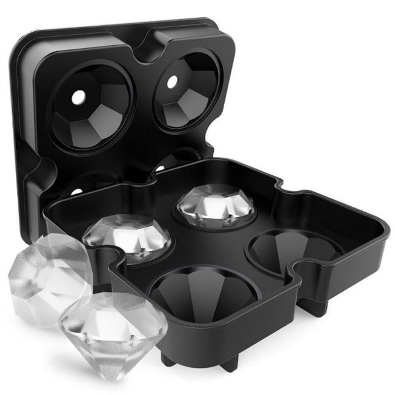 4 Holte Diamant Vorm 3D Icemold Maker Bar Party Siliconen Trays Chocolade Mold Keuken Tool Een Grote