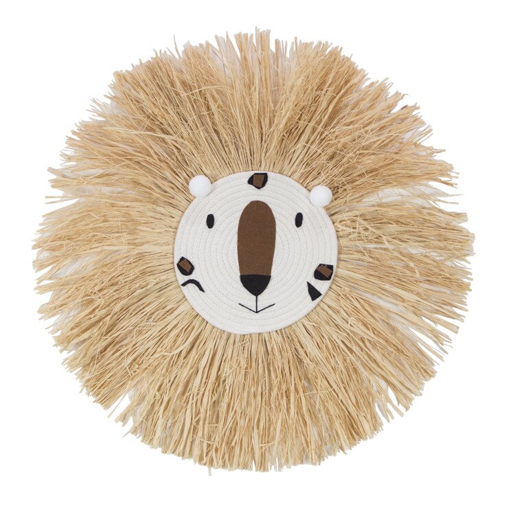 Kids Room Decor Animal Head Wall Decor Hand Woven Cartoon Lion Kindergarten Nursery Hanging Decorations Cotton Thread Weaving: 3